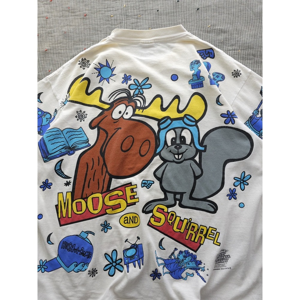 Vintage 1990s Rocky And Bullwinkle And Friends‎ Show AOP T-shirt Wild Oats XL - Picture 4 of 14